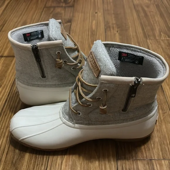 Sperry Women’s Saltwater Wool Duck Boots Size 9.5 Cream/Gray - Picture 7 of 8